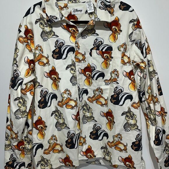 Disney Multicolor Bambi & Friends Cotton Long Sleeve Button Up Shirt Large NWT - Picture 2 of 12